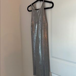 Silver shiny midi dress